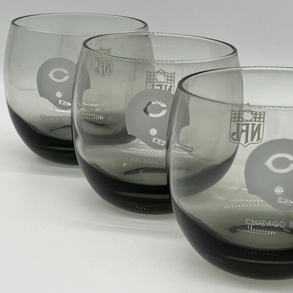 Vintage NFL Chicago Bears Bar Cocktail Smoked Rocks Glasses (set of 4) - lot C - Picture 8 of 8
